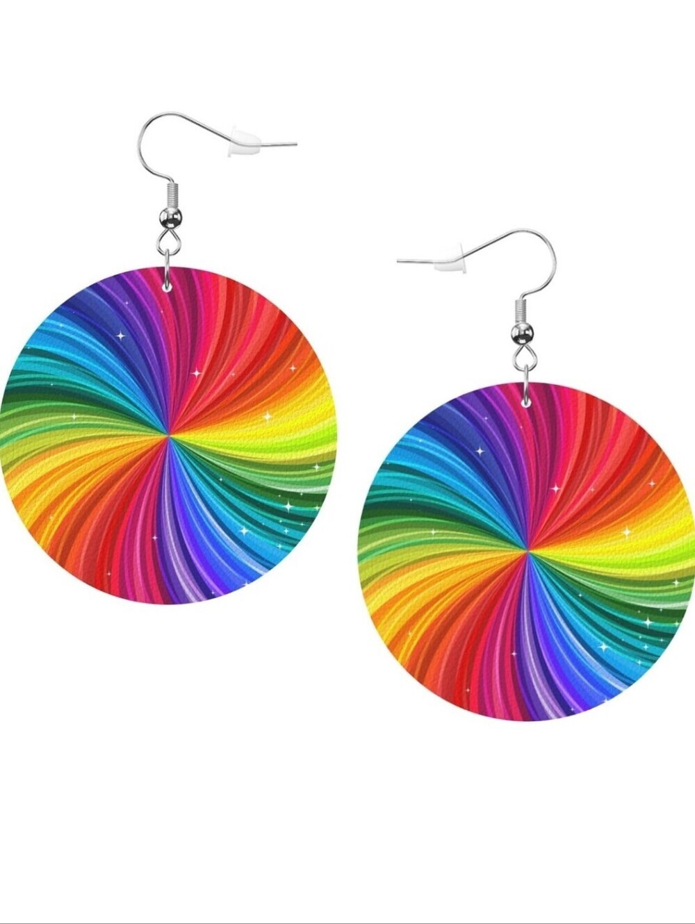 Rainbow Swirl Round Dangle Earrings